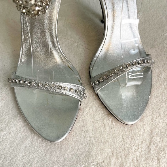 Unze Silver Gemstone Ankle Wrap Stiletto Size 5 - Picture 10 of 12
